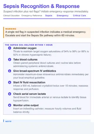Preview of the Sepsis Recognition & Response cheat sheet