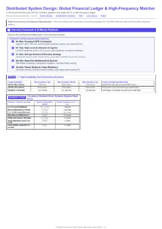 Preview of the Distributed System Design: Global Financial Ledger & High-Frequency Matcher cheat sheet